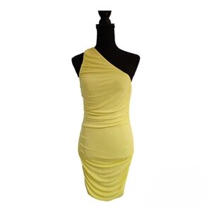 Women's One Shoulder Sleeveless Side Ruched Stretchy Bodycon Short Dress